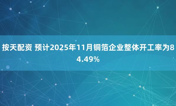 按天配资 预计2025年11月铜箔企业整体开工率为84.49%